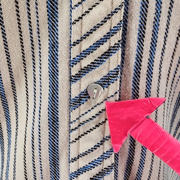 Ba&Sh Womens 0 Top Flannel Striped Button Down Shirt Ivory Blue Black Marius - Picture 8 of 13